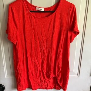 Vibrant Red Short Sleeve Women's Top